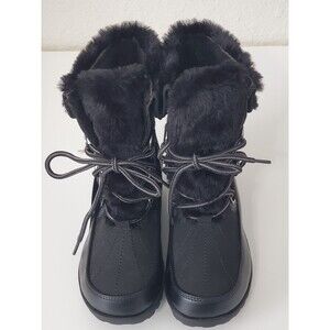 JBU by Jambu Black Northgate Waterproof Boots Sz 7M B1NOR01 Faux Fur Lace Up NEW